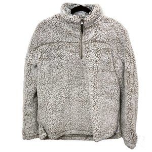 Thread & Supply Mock Neck Fleece Marled Ivory Gray Jacket M